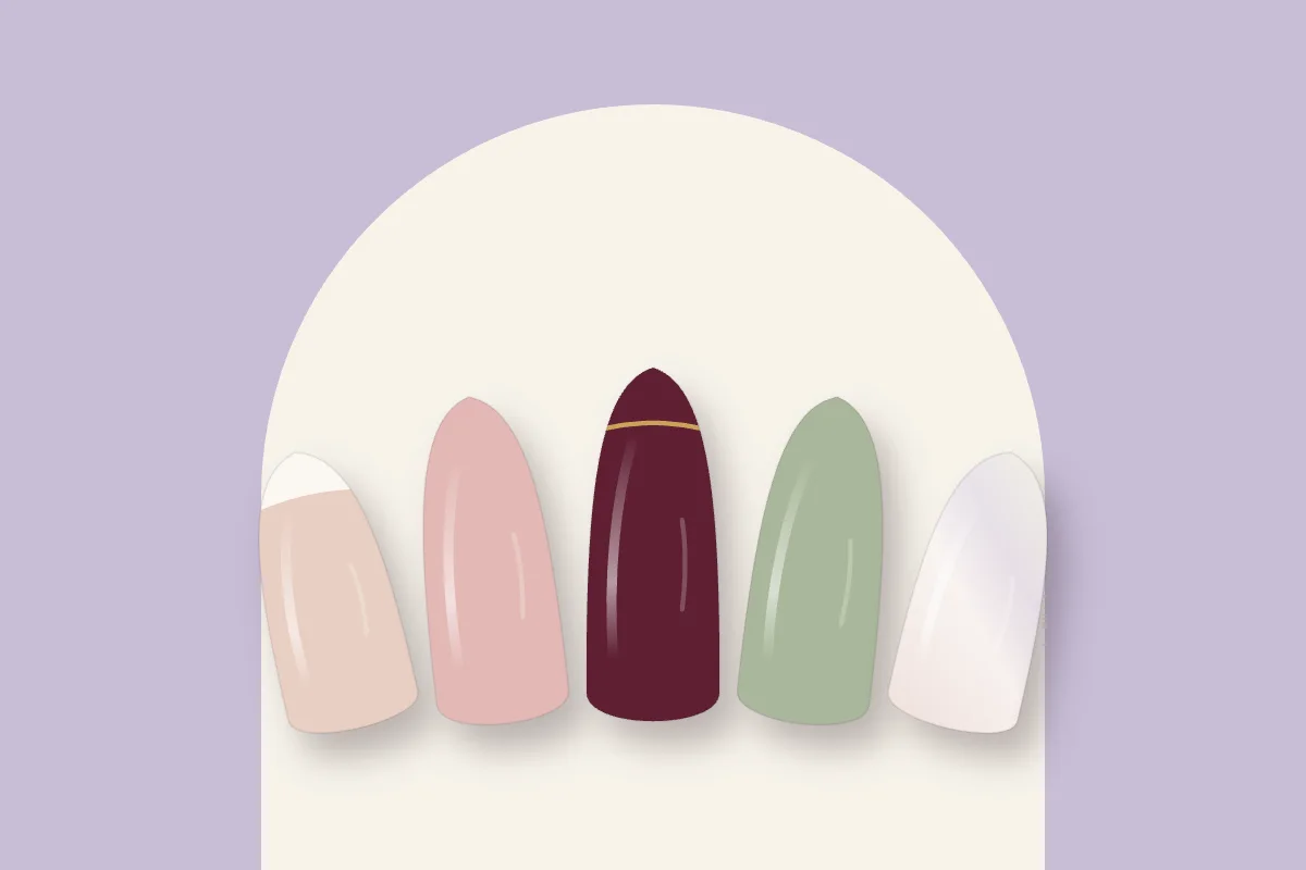 Cinq capsules aux couleurs d’une onglerie : french, rose poudré, cerise et or, sauge et blanc nacré