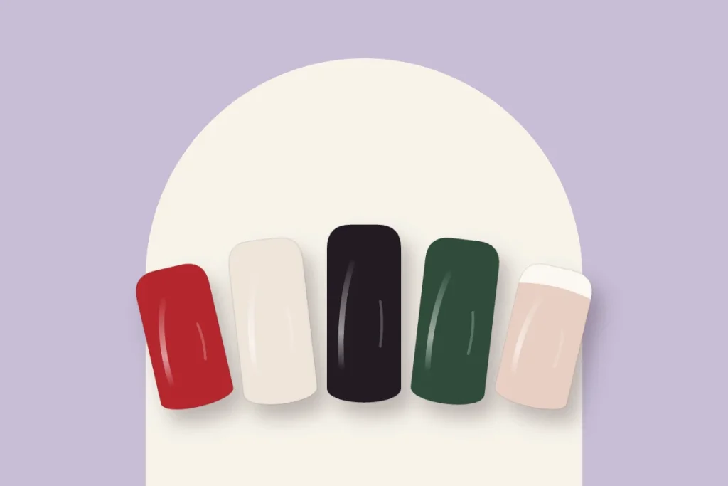 Capsules carrées arrondies : rouge, lacté, noir, vert sapin et french fine