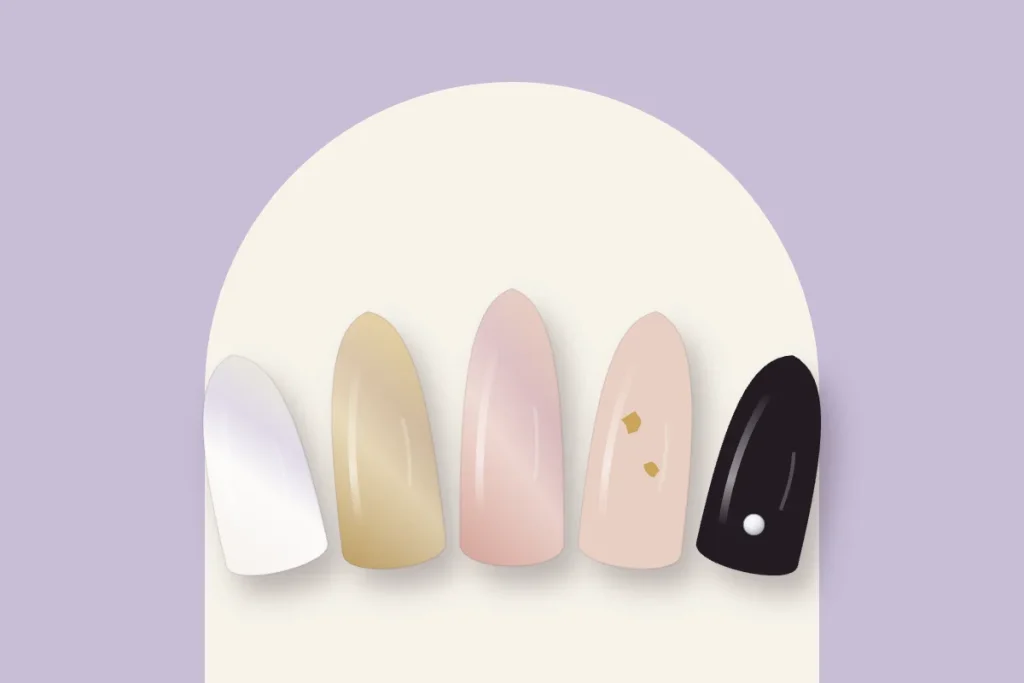 Cinq finitions précieuses : perle glacée, or miroir, rose gold, feuille d’or et noir à strass
