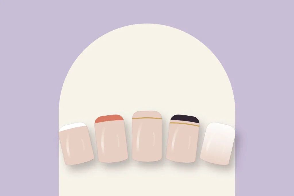 French sur ongles courts : micro french blanche, french corail, liseré doré, double french et dégradé baby boomer