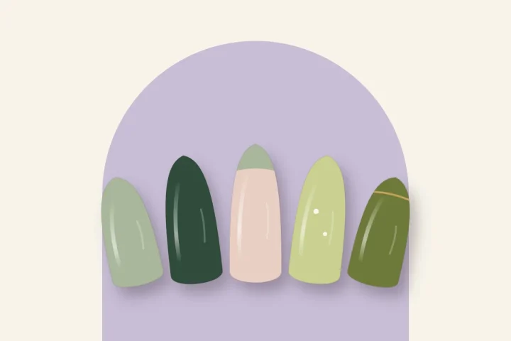 Ongles en gel verts : sauge, sapin, pistache