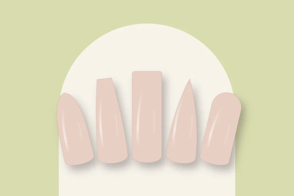 Capsules de pose américaine en cinq formes : amande, ballerine, carrée, stiletto et ronde